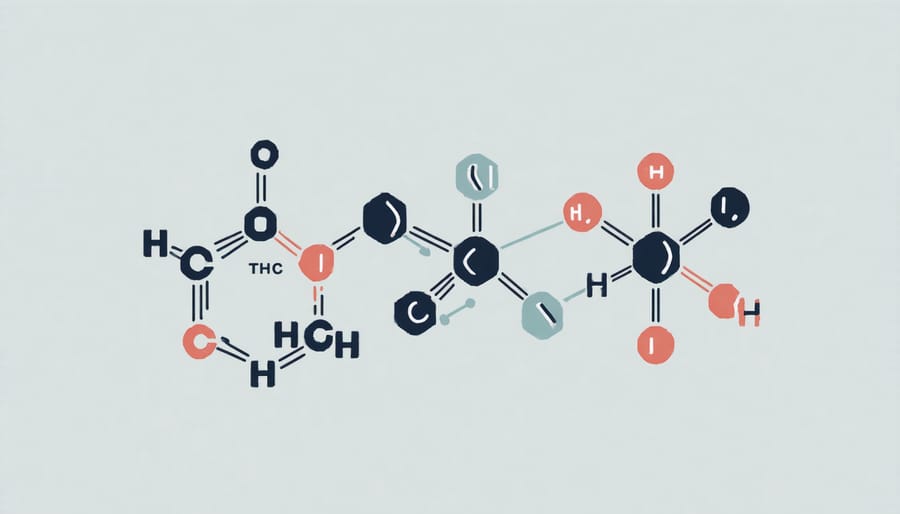 Comparison image of chemical structures of HHC, THC, and CBD